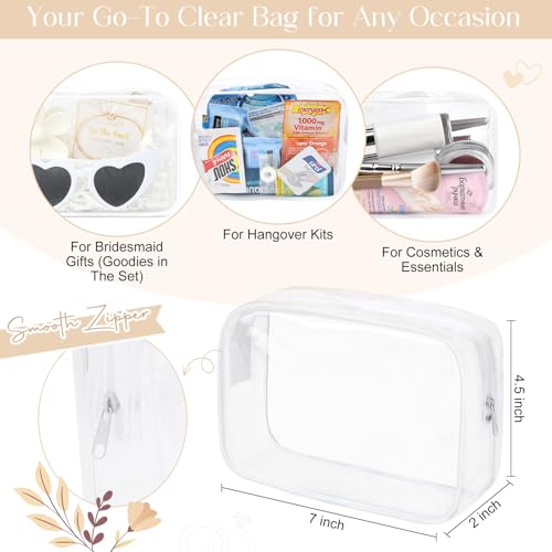 DEEKA 30 Pcs Bridesmaid Proposal Bag Set Gift Clear Makeup Toiletry Bag Bachelorette Party Favors Sunglasses Flower Claw Clips Scrunchies Knot Bracelets Bridal Wedding Party Gifts (White) - color: White(Flower Claw Clip), size: 6 Sets
