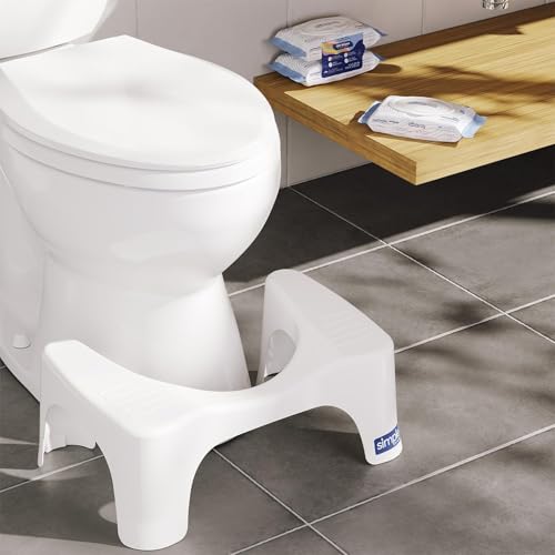 Squatty Potty 7″ Toilet Stool + Plant‑Based Flushable Wipes Bundle — Improve Bathroom Posture & Freshness, Spa‑Scented, Flushable & Septic‑Safe - color: White + Wipes