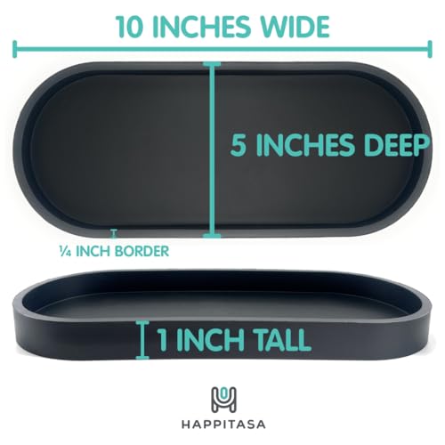 Premium 12” x 5” Silicone Vanity Tray | Sink and Surface Organizer with Sturdy Non-Slip Base | Heat Safe, Dishwasher Safe (Grey) - color: Gray