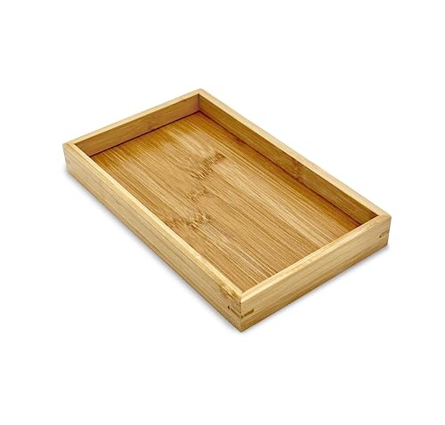 Natural Bamboo Serving Tray Platter 9.8 x 5.9 Rectangular, Bamboo - color: Bamboo, size: 9.8" x 5.9" x 1.2"