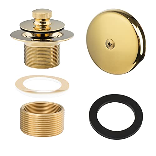 Artiwell Push & Lock Tub Trim Set with Single-Hole Overflow Faceplate, Bathtub Conversion Kit Assembly with Conversion Bar, Universal Fine/Coarse Thread, No Putty Installation (Polished Brass) - color: Polished Brass