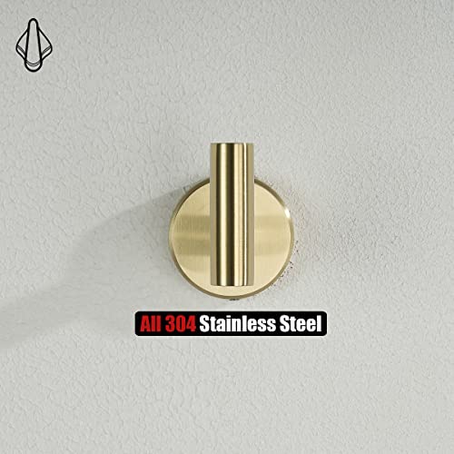 JQK Bathroom Hardware Set, 5-Piece Bath Accessories Set Brass Gold Wall Mount Includes 24 in Towel Bar, 9 in HT Bar, TP Holder, Towel Hook x 2 Brushed Gold, BAS105-BG - color: Gold