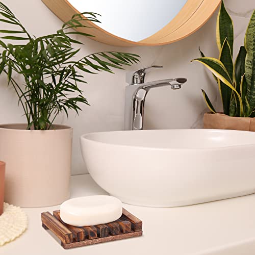Skylety 50 Pieces Wooden Shower Soap Dish Bulk Soap Holder Savers Draining Tray Case Stand for Bathroom Kitchen Travel Sponge Shampoo Sink, 4.5 x 3.1 x 0.9 Inches (Brown Color) - color: Brown Color