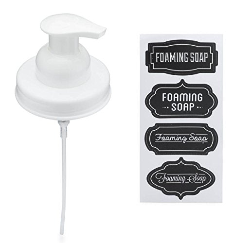 Jarmazing Products Mason Jar Foaming Soap Dispenser Lids - Includes Waterproof Stickers! - White - 1 Pack - color: White, size: Pack of 1