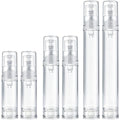 PAGOW 6pcs Clear Travel Pump Bottle, 5ml/10ml/15ml Airless Pump Bottles with Caps, Empty Refillable Cosmetic Containers Vacuum Dispenser Bottle for Lotion Makeup DIY Foundation
