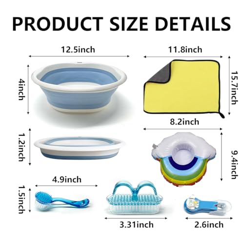 7 Pcs Hedgehog Bath Supplies Kit, Small Animal Bath Supplies Include Bathtub, Nail Clippers, Cleaning Brushes, Towel, Swim Ring for Pet Hamster Hedgehog Guinea Pig Rabbit Cat Kitten