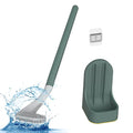 Toilet Brush, Long Handle Golf Toilet Brush with Holder 360° Deep Cleaning Flexible Silicone Toilet Cleaner Brush Wall Mounted for Bathroom (Green) - color: Green