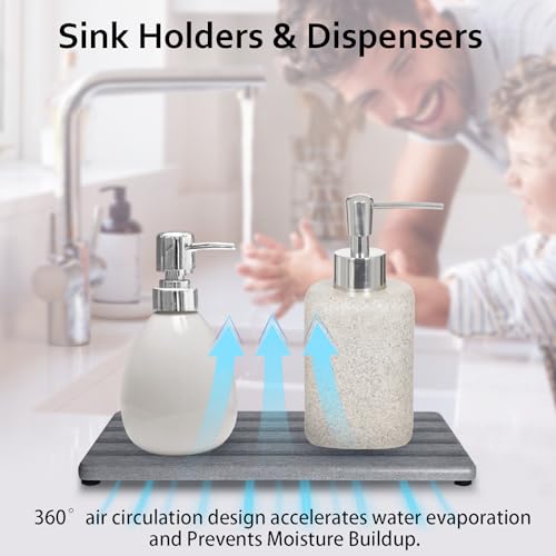 Diatomite Soap Dish, Water Absorbing Stone Tray, Kitchen Sink Organizer, Fast Drying Counter Holder (Grey, 9.5" x 4"/24 x 10cm) - color: Gray, size: 9.5" x 4" (24 x 10cm)