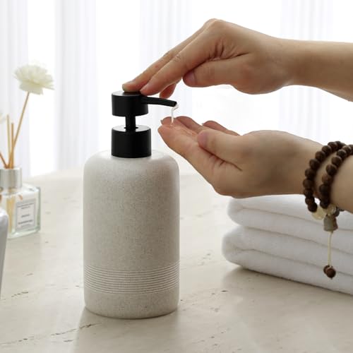 Soap Dispensers 400ML 13OZ, 2 PCS Hand Dish Lotion Shampoo Lotion Soap Dispenser Jar, Resin Premium Thick Soap Pump Bottles for Kitchen Bathroom Countertop (Beige) - color: Beige