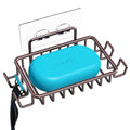 Nieifi Soap Dish Holder with 4 Hooks Stainless Steel Bronze Adhesive for Shower, Bathroom - color: Brown, size: 1 Pack