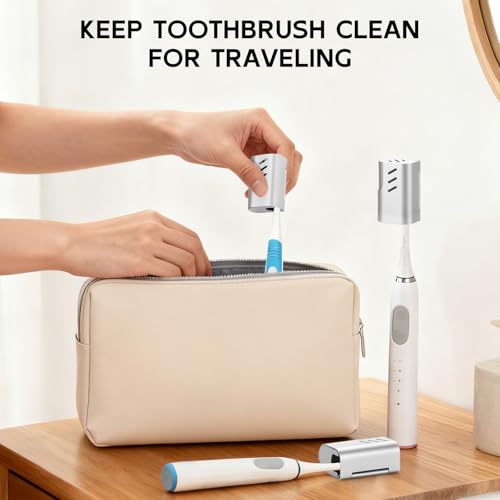2PCS Aluminum Toothbrush Head Caps, Travel Toothbrush Top Cover, Portable Protector Clip Pod Fits Most Manual and Electric Toothbrush Head for Household Traveling, Camping, School, Business - Sliver - color: Sliver-2pcs
