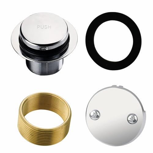 HIDROP Chrome Tip Toe Tub Drain Trim Kit with 2-Hole Overflow Faceplate | Stainless Steel Bathtub Drain, Universal Fine/Coarse Thread fit 1-3/8" or 1-1/2" Tub Drain, Bathtub Conversion Kit - color: Chrome, style: 2 Holes