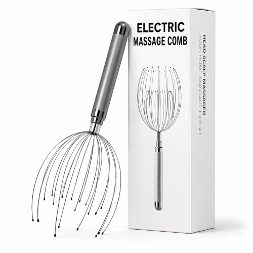 Winyoung Head Massager Scalp, Electric Scalp Massager with 20 Metal Fingers – Head Scratcher & Hair Massage Tool, Waterproof Head Massage for Stress Relief, Stocking Stuffers Gift for Women & Men - color: Gunmetal Gray