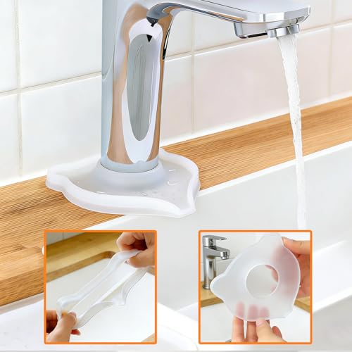 Compact Silicone Kitchen Sink Faucet Splash Proof Mat, Tap Water Diversion Splash Guard Drain Pad(Clear,2PCS) - color: Clearx2