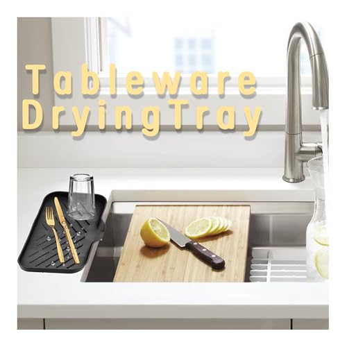9.4” x 5.9” Silicone Soap Dish with Self-Draining Spout, Multi-Purpose Kitchen Bathroom Sink Organizer Tray for Bar Soap, Sponge, Dispenser Bottle Counter Storage, Black - color: Black, size: 9.4” x 5.9”
