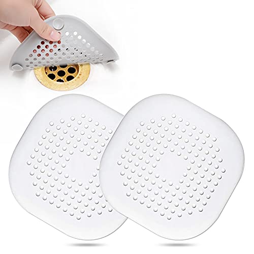 Bovinde Hair Drain Catcher,Square Cover for Shower 2 Pack (White) | Drainer Cover Silicone Hair Stopper with Suction Cups,Protector Accessories,Easy to Install Suit for Bathroom,Bathtub,Sink - color: White