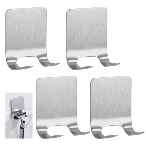 4 Pcs Silver Razor Loofah Holder for Shower Self Adhesive Waterproof Shaver Hooks Waterproof for wall Metal Heavy Duty Utility Storage Hanger Hook Holder for Towels Accessorie Kitchen Bathroom(Silver) - size: Large Silver-4PCS