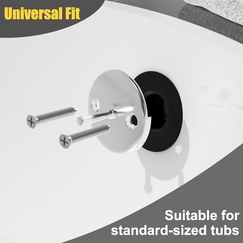 Trip Lever Bathtub Overflow Faceplate, Trip Levers Tub Drains Cover with Matching Screws (Chrome) - color: Chrome Cover