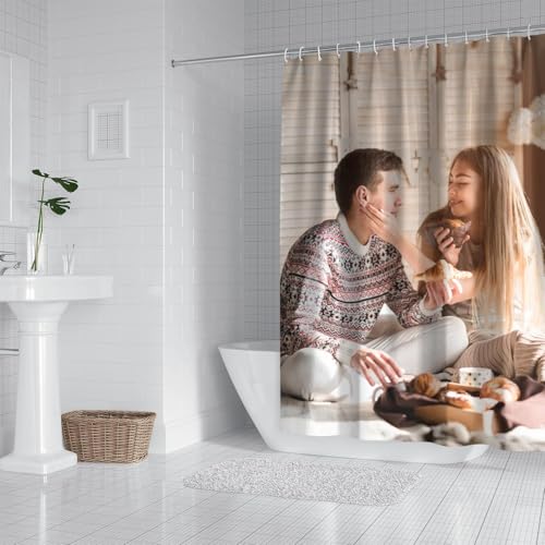 Personalized Shower Curtain Set Custom Photo Shower Curtains Modern Minimalist Home Bathroom Curtain Decor with 12 Hooks 72 Inch Wide * 72 Inch High - color: 1 Photo, size: 72"W x 72"L (Pack of 1)