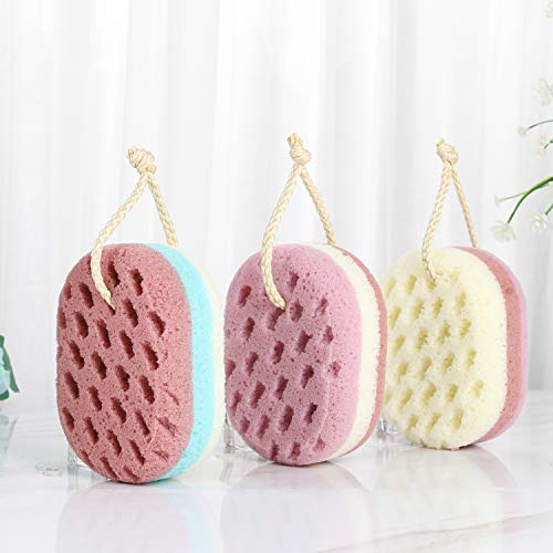 3 Pcs Bath Sponge for Women, Men, Adults, Kids. Sponge Loofah Body Scrubber Shower Sponge for Body Wash Bathroom, Body Sponge Bathing Accessories(Small Sizes) - color: Children/ Kids