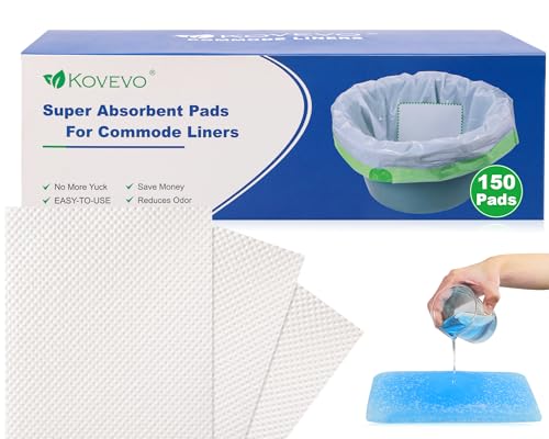 150 PCS Bedside Commode Absorbent Pads for Adult Toilet Chair Bucket | Disposable Commode Pads with Absorbent Gel, Locks Odor & Prevents Splash, for Seniors Portable Toilet, Medical Care - color: White150