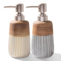 2 Pcs Ceramic Soap Dispenser Set, 16 Oz Refillable Liquid Soap Dispensers with Embossed Texture for Bathroom Countertop and Kitchen Sink, Hand Soap, Dish Soap & Lotion Bottles, Modern Home Decor - size: 2 Pcs x 16Oz Soap Dispenser