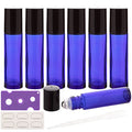6Pcs 10ml Essential Oil Roller Bottles, with Stainless Steel Roller Balls, 10ml Blue Glass Roll on Bottles for Essential Oils, 1 Extra Roller Ball, 6 Labels, 1 Openers, 2 Droppers Included - color: Blue