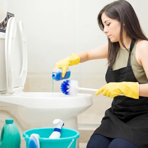 Reallnaive 24 Pcs 18 Inch Toilet Brush Toilet Bowl Cleaner Brush Bathroom Long Plastic Handled Cleaning Scrubber with Hook Hole for Household Bathroom Cleaning Supplies (Round Handle) - style: Round Handle
