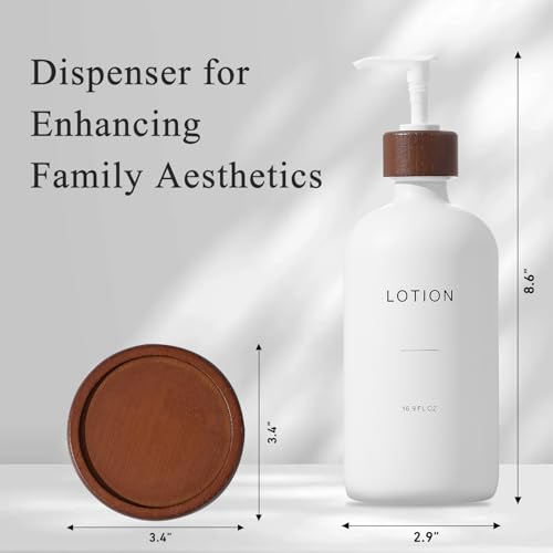 Soap Dispenser Bathroom, Refillable Lotion Dispenser with Tray, Glass Lotion Bottle with Pump, Suitable for Bathroom Countertop Soap Dispensers, Modern Home Decor. (White) - color: White L*1