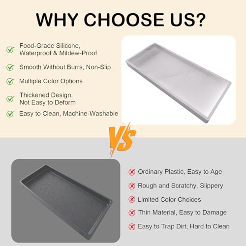 Silicone Bathroom Vanity Tray, 7.8 x 3.9 Inch Perfume Trays for Dresser, Soft Organizer Tray for Makeup, Jewelry, Rings, Non-Slip, Waterproof Small Tray for Bathroom Counter, Marble White - color: Marble, size: 7.8" x 3.9" x 0.8"