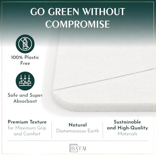 Extra Large Stone Bath Mat (31.5” x 19.7”) White Stone Bath Mats for Bathroom – Absorbent Diatomaceous Earth – Non-Slip Stone Shower Mat – Easy Clean, Quick Drying – Instant Dry Bathmat - XL - color: White