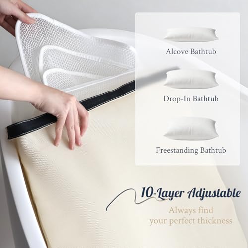 Luxury Bath Pillow for Bathtub, Soft & Comfortable Head Neck & Back Support, Adjustable Thickness, Quick Drying Bathtub Pillow for Pain Relief, Ideal Gift for Christmas Birthday Mother’s Day - color: Ivory White