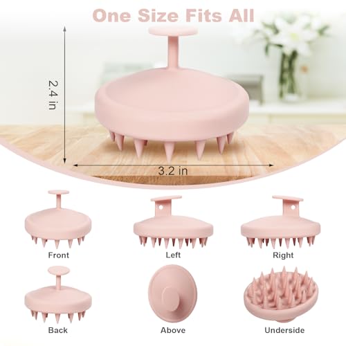 Meartchy Silicone Scalp Massager, Scalp Scrubber for Hair Growth with Soft Bristles, Scalp Exfoliator Brush Dandruff Removal Shampoo Brush for Wet Dry Scalp Care (Light Pink) - color: Light Pink