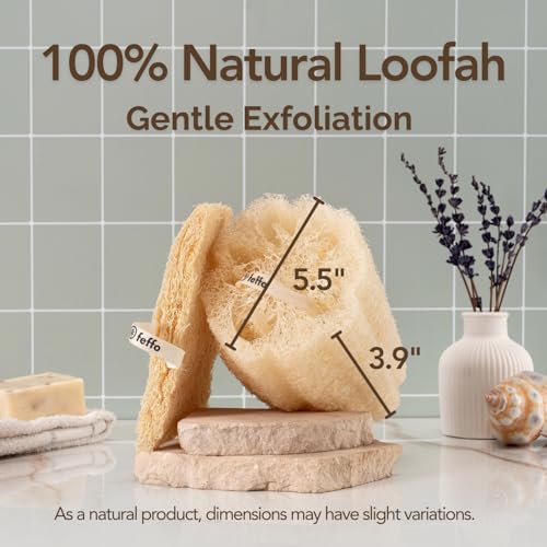 Loofah Sponge for Body Scrub, Exfoliating Body Scrubber & Loofah with Handle, Exfoliating Pads, Loofah for Women, Men & Kids (2 Count,1 Pack, Natural Cut) - color: Natural