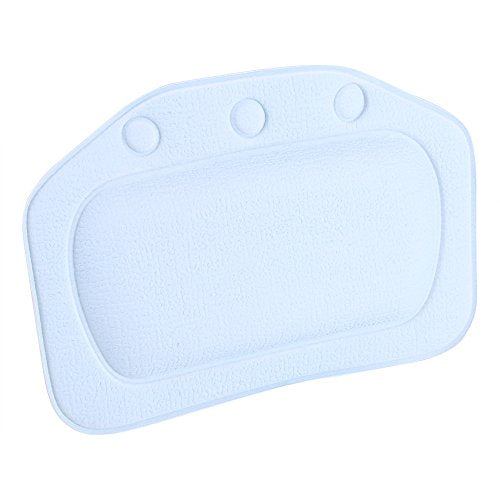 Bath Pillow Bathtub Pillow, Non Slip Tub Head Neck Back Support Cushion Soft Foam Padded Headrest for Home Spa Relaxing Bathroom (Blue)