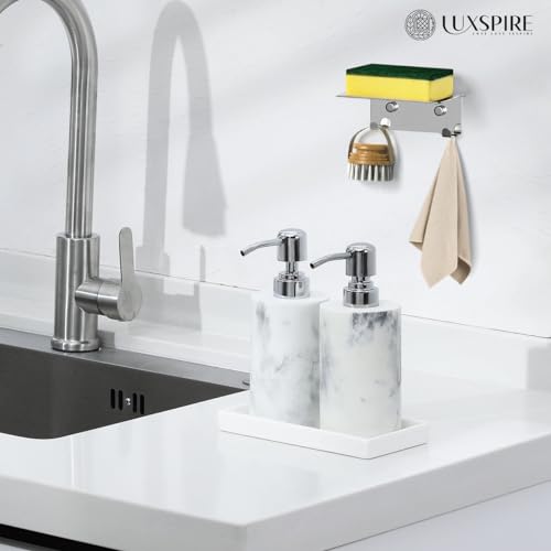 Luxspire Bathroom Vanity Tray, Mini Soap Dispenser, Small Ceramic Perfume and Jewelry Dish, Trinket Holder, Rectangle Candle Tray, Bath Organizer Kitchen Sink Narrow Dish, White - color: White, style: Mini