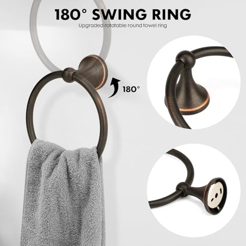 4 Piece Antique Bathroom Hardware Accessories Set Oil Rubbed Bronze,24 Inch Towel Bar Set,Towel Rack for Bathroom,Bathroom Towel Holder Bronze - color: Oil Rubbed Brushed Bronze