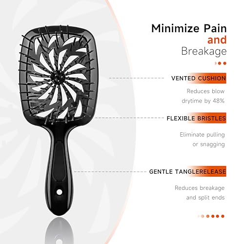11 Pcs Hair Brush Set, Detangle Hair Brush And Spray Bottle, 3 Pieces Smooth Hairbrush For Toddlers, Suitable For Wet and Dry Hairstyles, Suitable For Adults And Children(Black) - color: Black
