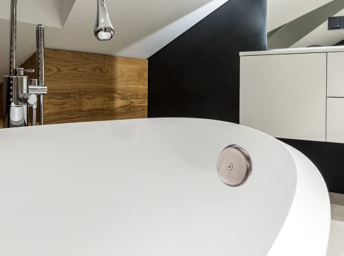 Single Hole Bathtub Drain Overflow Plate with One Matching Screws, Easy to Install, Satin Nickel - color: Satin Nickel