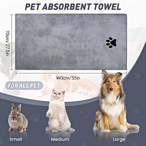 Pet Shower & Bath Supplies，Dog Shampoo Brush Set with Towel, Washing Gloves,Comb for Dogs and Cats (large Grey) - color: grey, size: L