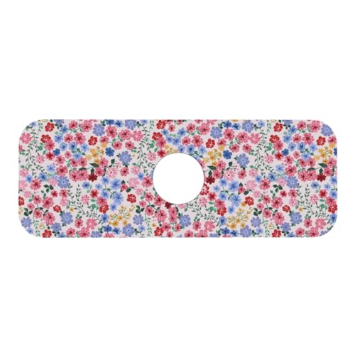 Millefleurs Different Flowers Pink 15" X 5.5" Kitchen Sink Splash Guard Faucet Faucet Guard Draining Mat Sink Splash Guard Faucet Kitchen Bathroom - color: Millefleurs Different Flowers Pink