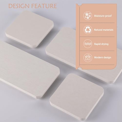 NiuYichee Set of 4 Diatomite Coasters, Quick-Drying Water Absorbing Stone Tray Bathroom & Kitchen Counter