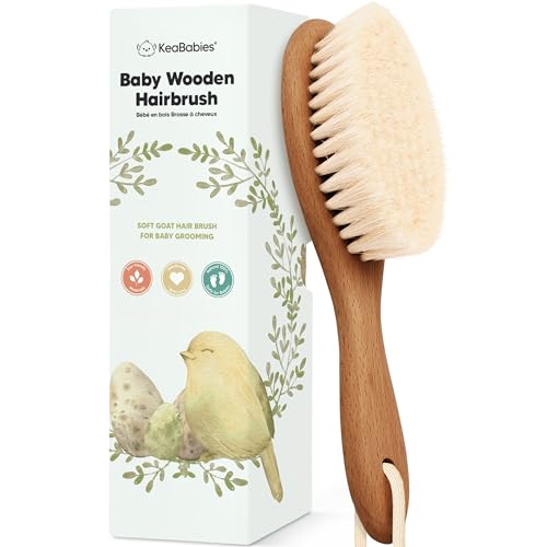 Wooden Baby Hair Brush for Toddler, Infant Cradle Cap(Dark Walnut, Regular) | Soft Goat Bristles Brush for Newborn Girl, Boy Hair, Scalp, Styling, Gentle Grooming, Baby Comb, Baby Bath Essentials - color: Dark Walnut, size: Oval, Regular 7"