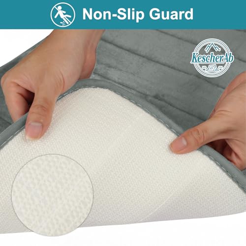 Bathroom Rugs Set 2 Piece Thicker Memory Foam Bath Mat Set Non Slip Quick Dry Machine Washable Light Grey Bath Rugs for Bathroom Floor, Tub and Shower, 19"x31"+15"x23" - color: Light Grey, size: 31" X 19" + 23" X 15"