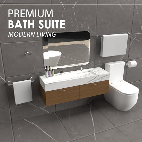 Mega Handles Bathroom Towel Holder Set - 4 Pieces Bathroom Accessories Sets - Heavy Duty Bathroom Accessory Set, 25'' Towel Bar, Robe Hooks & Toilet Paper Holder Wall Mounted - Polished Chrome Suite - color: Polished Chrome