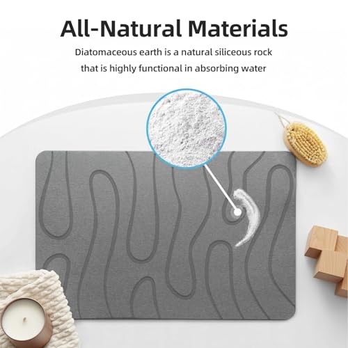 Stone Bath Mat, 20"x30" Large Size Diatomite Fast Drying Non Slip Stone Shower Mat, Super Absorbent for Bathroom & Kitchen, Multi-Use as Pet Mat, Easy to Clean, Gray - color: Style 01-gray, size: 20"x30"