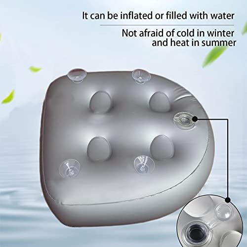 Inflatable Hot Tub Seat Booster with Suction Cups & Mesh Cover, Dual Use Inflatable Hot Tub Cushion Seat, Non Slip Blow Up Pillow Hot Tub Chairs Accessories for Adults Elderly Spa Bathtub - color: Pink