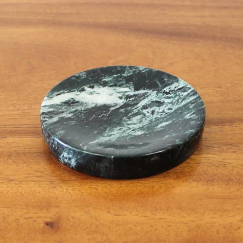 Natural Verde Alpi Green Marble Soap Dish, Round Small Jewelry Dish, Sponge Holder for Bathroom, Kitchen - color: Verde Alpi Green