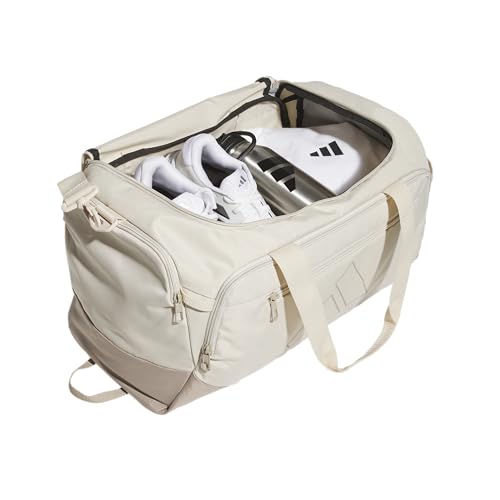 adidas Defender 5 Duffel Bag for Sports, Gym and Travel, Crystal Linen Beige/Trace Khaki, OSFA - color: Crystal Linen Beige/Trace Khaki, style: Small (42l)
