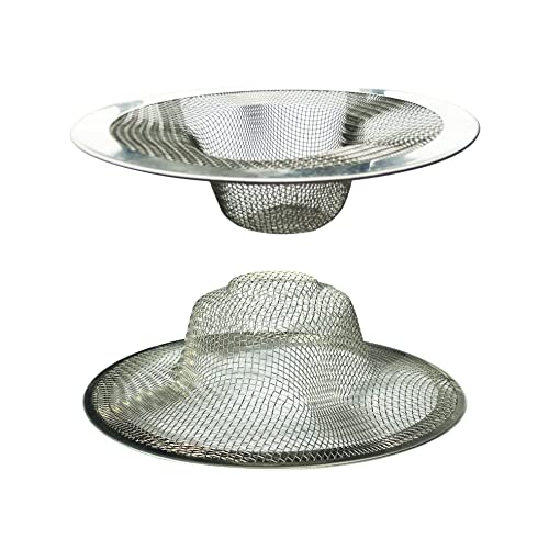 Sink Strainer 2Pcs Stainless Steel Metal Mesh Sink Drain Strainer Large Wide Brim 4.5" Diameter for Most Kitchen Sink Bathroom Bathtub Shower Room Balcony Drains - size: 4-1/2 Inch
